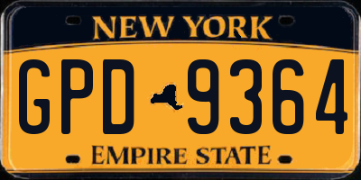 NY license plate GPD9364