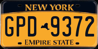 NY license plate GPD9372