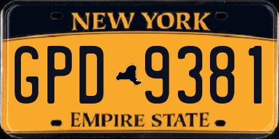NY license plate GPD9381