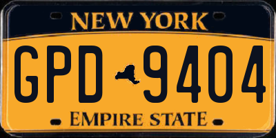 NY license plate GPD9404