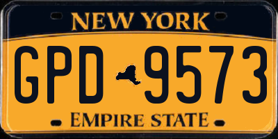 NY license plate GPD9573