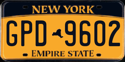 NY license plate GPD9602