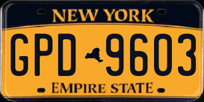 NY license plate GPD9603