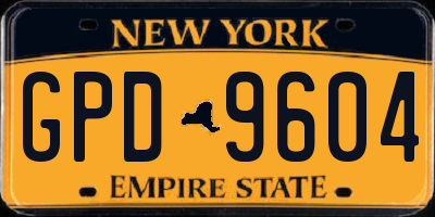 NY license plate GPD9604