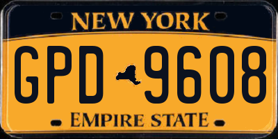 NY license plate GPD9608
