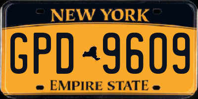 NY license plate GPD9609