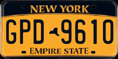 NY license plate GPD9610
