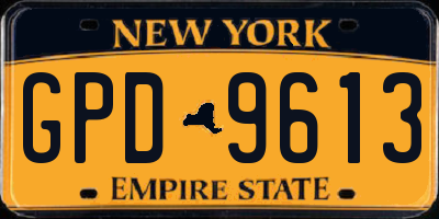 NY license plate GPD9613
