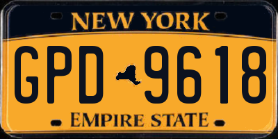 NY license plate GPD9618