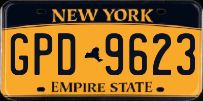 NY license plate GPD9623