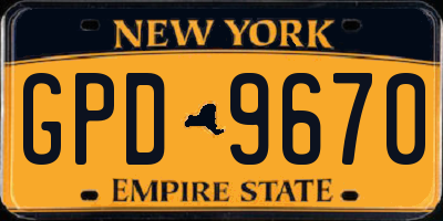 NY license plate GPD9670