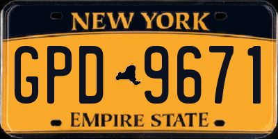 NY license plate GPD9671