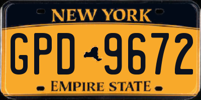 NY license plate GPD9672