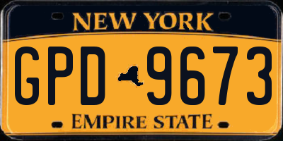 NY license plate GPD9673