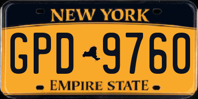 NY license plate GPD9760