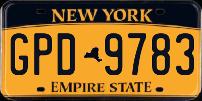 NY license plate GPD9783