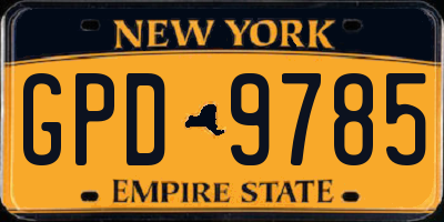 NY license plate GPD9785