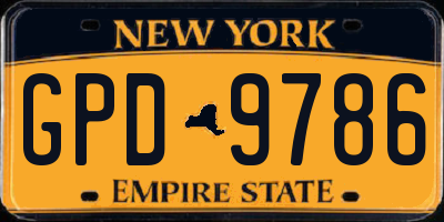 NY license plate GPD9786
