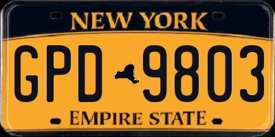 NY license plate GPD9803