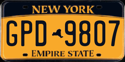 NY license plate GPD9807