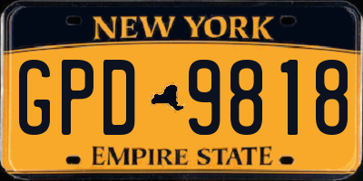 NY license plate GPD9818