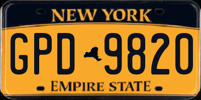 NY license plate GPD9820