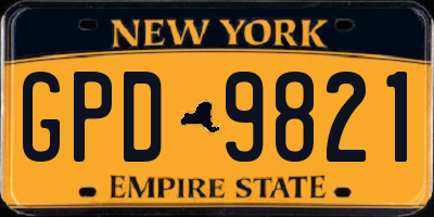 NY license plate GPD9821