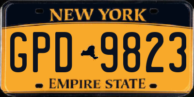 NY license plate GPD9823