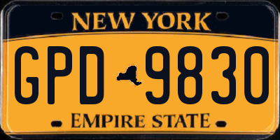 NY license plate GPD9830