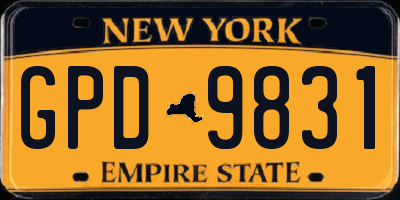NY license plate GPD9831