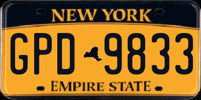 NY license plate GPD9833
