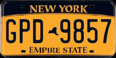 NY license plate GPD9857