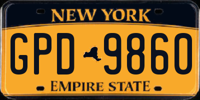 NY license plate GPD9860