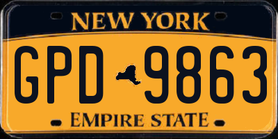 NY license plate GPD9863