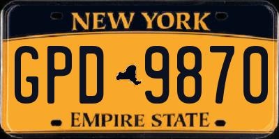 NY license plate GPD9870