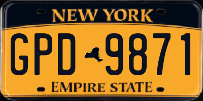 NY license plate GPD9871