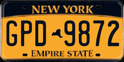 NY license plate GPD9872
