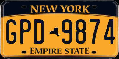 NY license plate GPD9874