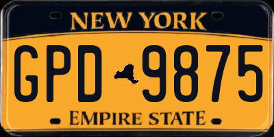 NY license plate GPD9875