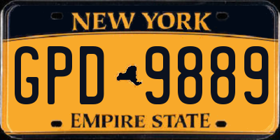 NY license plate GPD9889