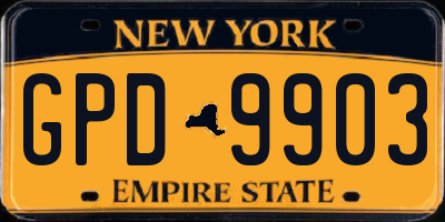 NY license plate GPD9903