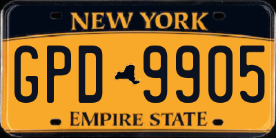 NY license plate GPD9905