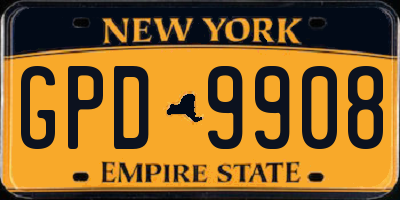 NY license plate GPD9908