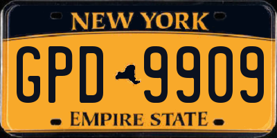 NY license plate GPD9909