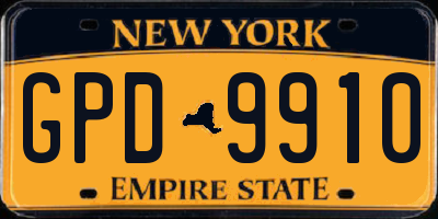 NY license plate GPD9910