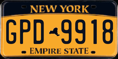 NY license plate GPD9918