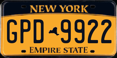 NY license plate GPD9922