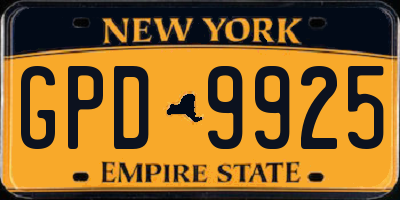 NY license plate GPD9925