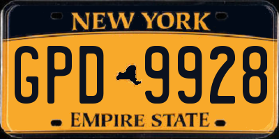 NY license plate GPD9928