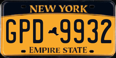 NY license plate GPD9932